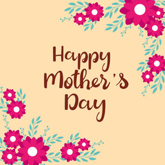 happy mother day card with flowers decoration vector illustration design