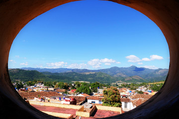 View of Trinidad through a circle
