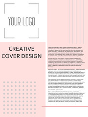 Creative cover design with coral color inserts. Corporate banner with stylish geometric shapes. Letterhead with space for text with bright colors.