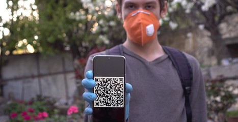 Social Monitoring. Health QR code. Coronavirus (Covid-19) Quarantine With QR Code, Smartphone App. Special pass system for residents to leave their houses