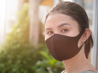 Asian women wearing mask trying to protect from coronavirus epidemic.