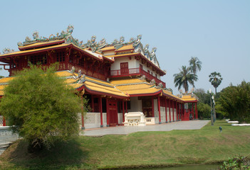 Phra Thinang Wehart Chamrun in Bang Pa-In Royal Palace or the Summer Palace that is a palace complex formerly used by the Thai kings in Ayutthaya Province Thailand.