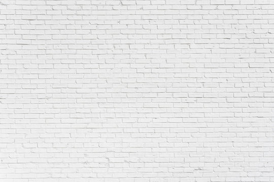 Fototapeta Brick painted white wall with delicate shadows, can be used for texture or background