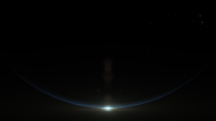 A cinematic rendering of planet Earth rise rotation moving from night side to the illuminated...