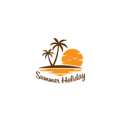 sunset beach logo icon vector
