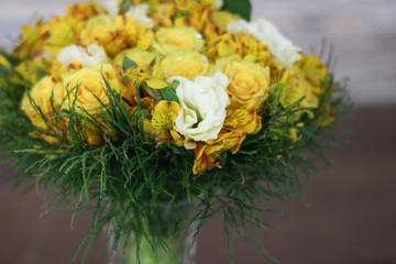 Wedding concept. Bride's bouquet of flowers.