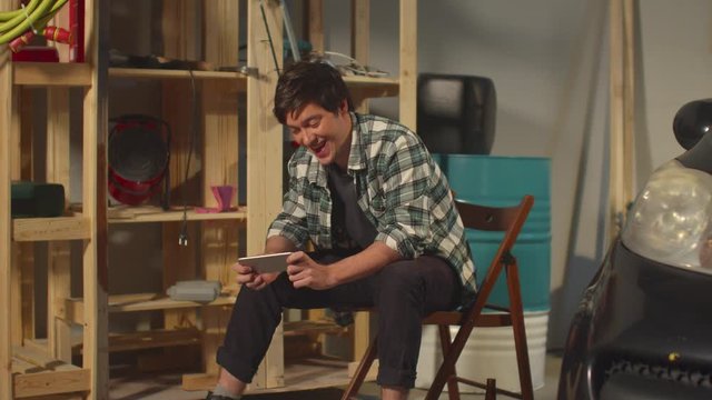 Smartphones and mobile games. Rest in the garage