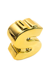 Piggy bank in Money symbol shape isolated on background