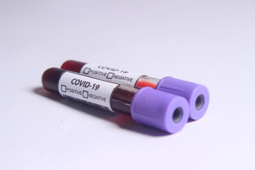 Close Up Photo, Simple Conceptual Hand Draw Sketch Vector, Glass Blood Covid-19 Test tube, without result