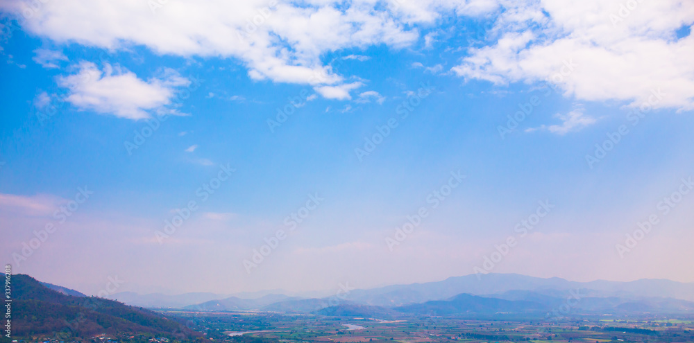 Wall mural clear blue sky couldy for backdrop design or add text message. sunlight blue sky.