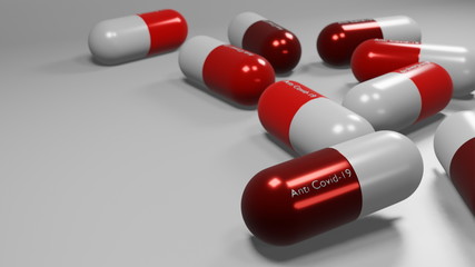 medical capsule for covid 19 corona virus.