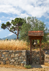  The bell of Panagia Podithou church. Galata village. Troodos area. Cyprus