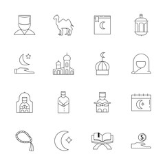 Ramadan Kareem Icons set over white