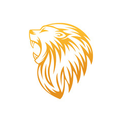 Roaring Lion Logo Vector Design Illustrator. Luxury Roaring Lion Head Logo Design Template. Abstract Lion Crest Logo Vector Design.