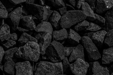 Natural black coals for background design. Industrial coals. Volcanic rock energy on earth.