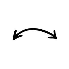 Black double end arrow vector icon. Hand-drawn vector illustration