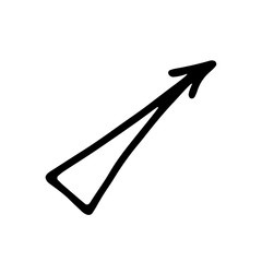 Black straight arrow vector icon. Hand-drawn vector illustration. Arrow with a wide start