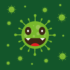 A virus that destroys the body's immunity and causes illness, which is the spread of the virus,Virus.Computer,microbiology concept. Disease germ, pathogen organism, infectious micro virology.