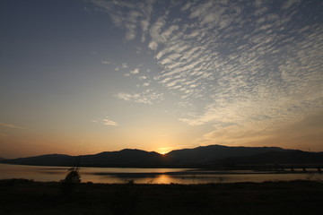sunset over the river