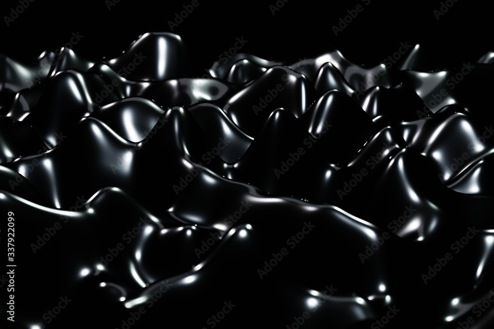 Poster abstract black liquid wave moving technology background 3d rendering