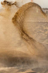 Splashing sand, forming the figure of a snake