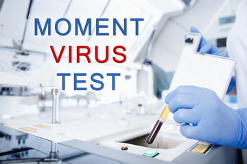 Instant express test of human blood for presence of virus. Epidemic coronavirus Prevention Concept