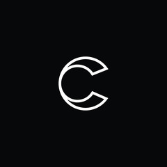 Minimal elegant monogram art logo. Outstanding professional trendy awesome artistic C CC initial based Alphabet icon logo. Premium Business logo White color on black background