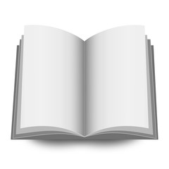 blank open book cover mockup on white background.
