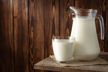 milk in glass and jug