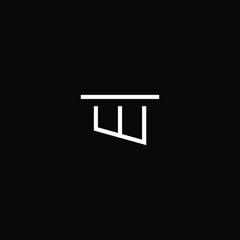Minimal elegant monogram art logo. Outstanding professional trendy awesome artistic WT TW ET TE initial based Alphabet icon logo. Premium Business logo White color on black background