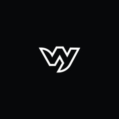 Minimal elegant monogram art logo. Outstanding professional trendy awesome artistic WY YW initial based Alphabet icon logo. Premium Business logo White color on black background