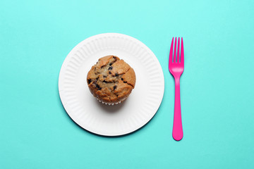 Blueberry Muffin with Paper Plate