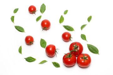 Truss Tomatoes and Basil Leaves