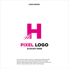 H Letter pixel logo design modern template