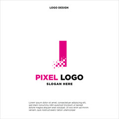 I Letter pixel logo design modern template