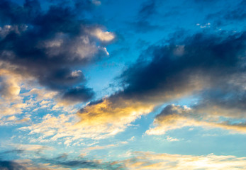 Cumulus clouds in a bright blue sky