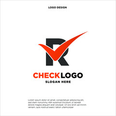 Letter R Check logo designs concept vector, Initial Checklist logo icon
