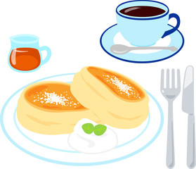 スフレパンケーキとコーヒー