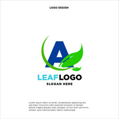 Letter A Green Leaf Logo Design Element, Letter S leaf initial logo template