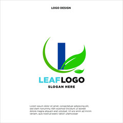 Letter I Green Leaf Logo Design Element, Letter S leaf initial logo template