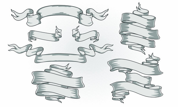 Ribbon old vintage isolated. hand drawing illustration
