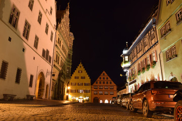 Fototapeta premium Cityscape of Rothenburg ob der Tauber at night, Germany