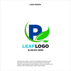 Initial Letter P With Leaf Logo