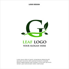 Initial Letter G With Leaf Logo