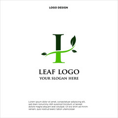 Initial Letter I With Leaf Logo