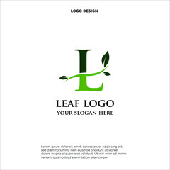 letter L with an abstract leaf and curved line, logo design, isolated on white background.