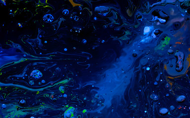 Blue watercolor ink in oil water. Cool trending screensaver.