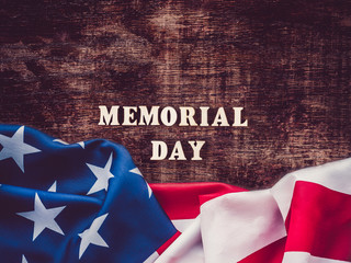 Memorial Day. Beautiful greeting card. Close-up, view from above. National holiday concept. Congratulations for family, relatives, friends and colleagues