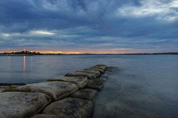 Blue Skies and Sunset at Swan River in Perth Australia 