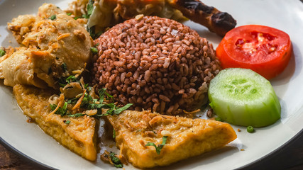 Vegetarian lunch: tofu and rice. Healthy food. Healthy lifestyle